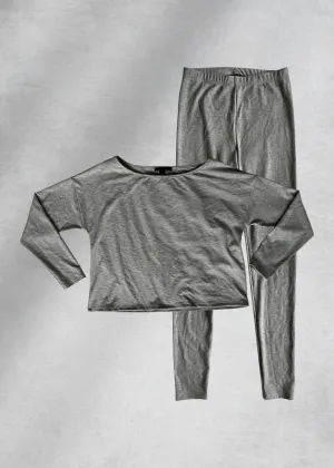 Thalia Ribbed Two-Piece Lounge Set - Grey