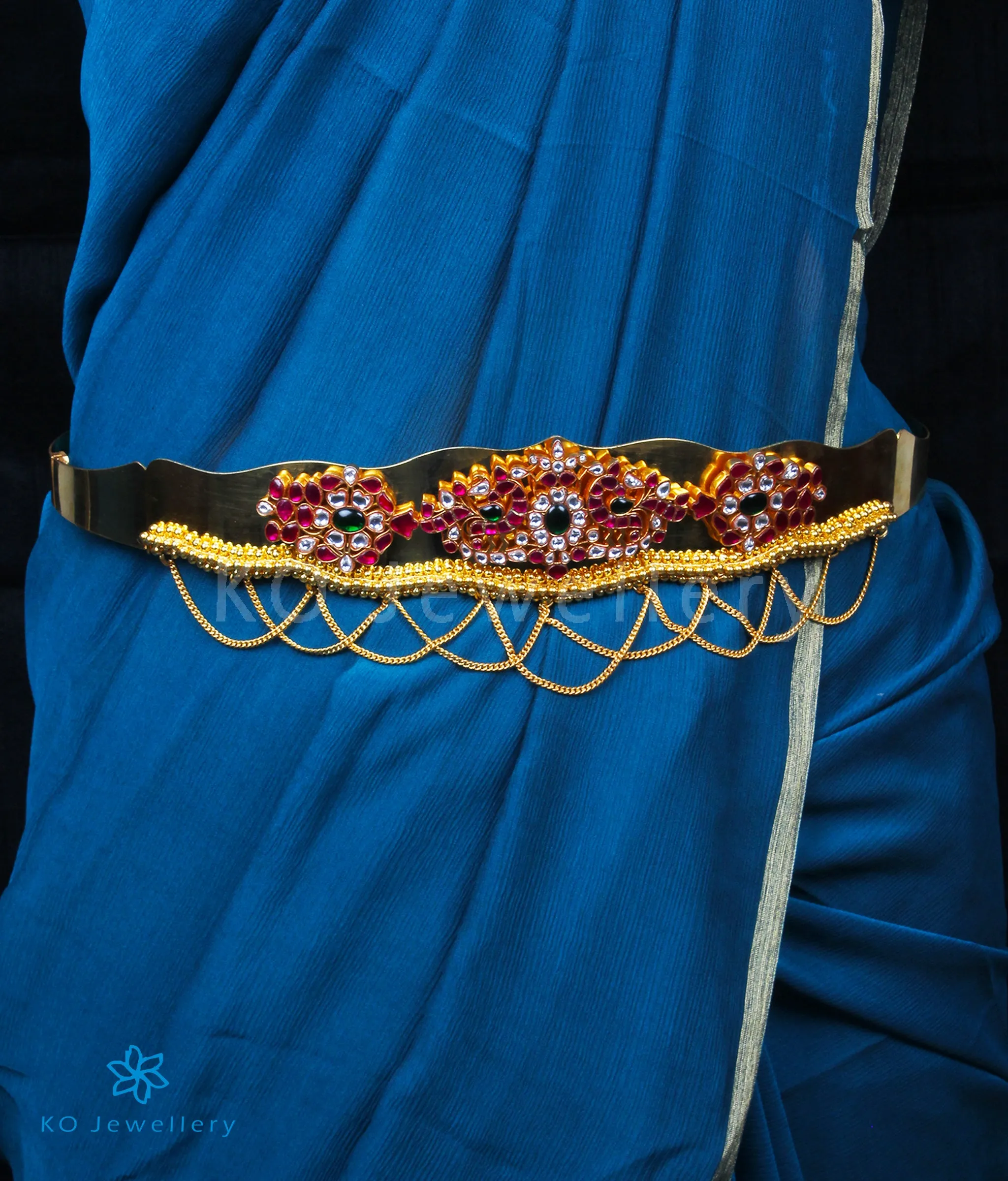 The Svarna Silver Jadau Oddiyanam Waist belt