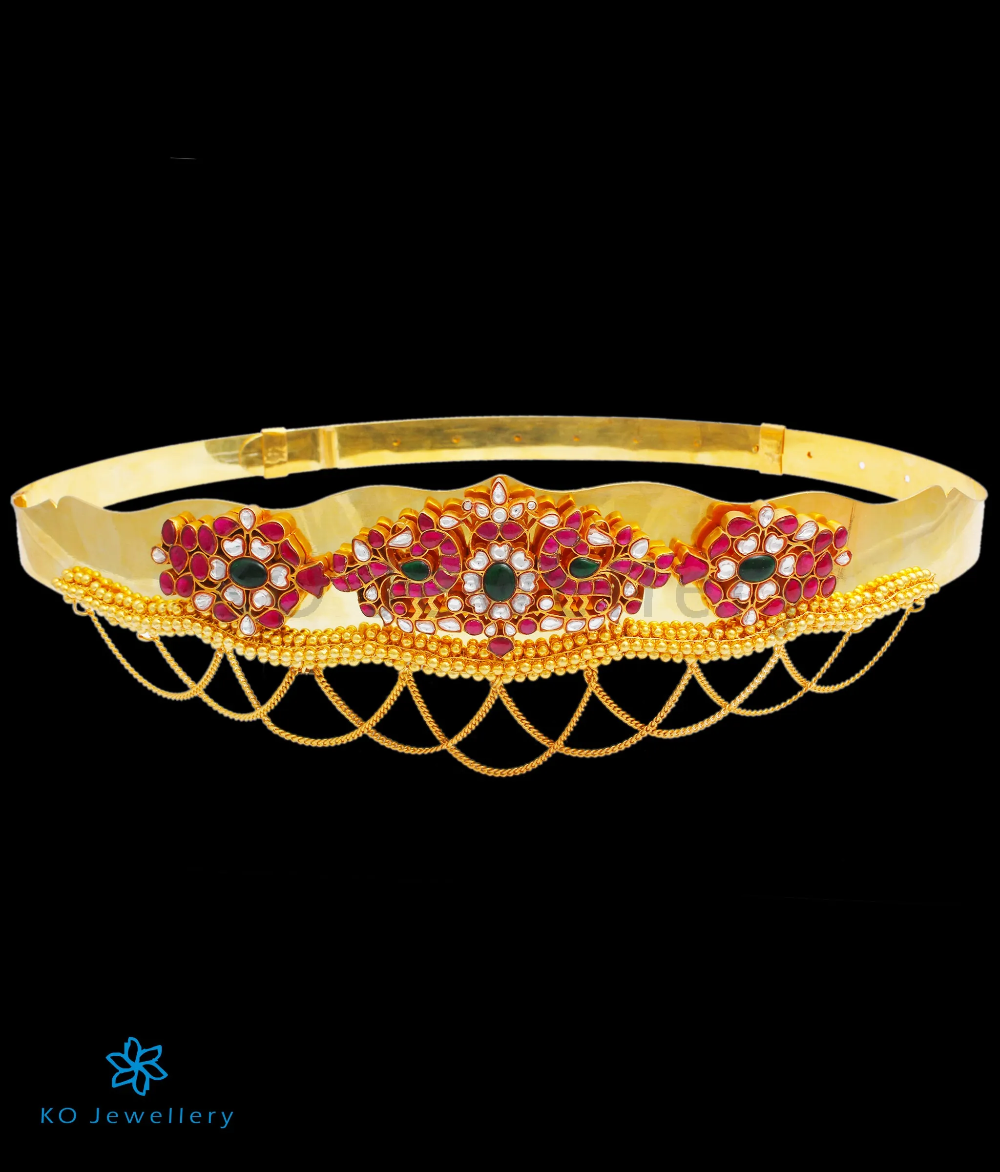 The Svarna Silver Jadau Oddiyanam Waist belt