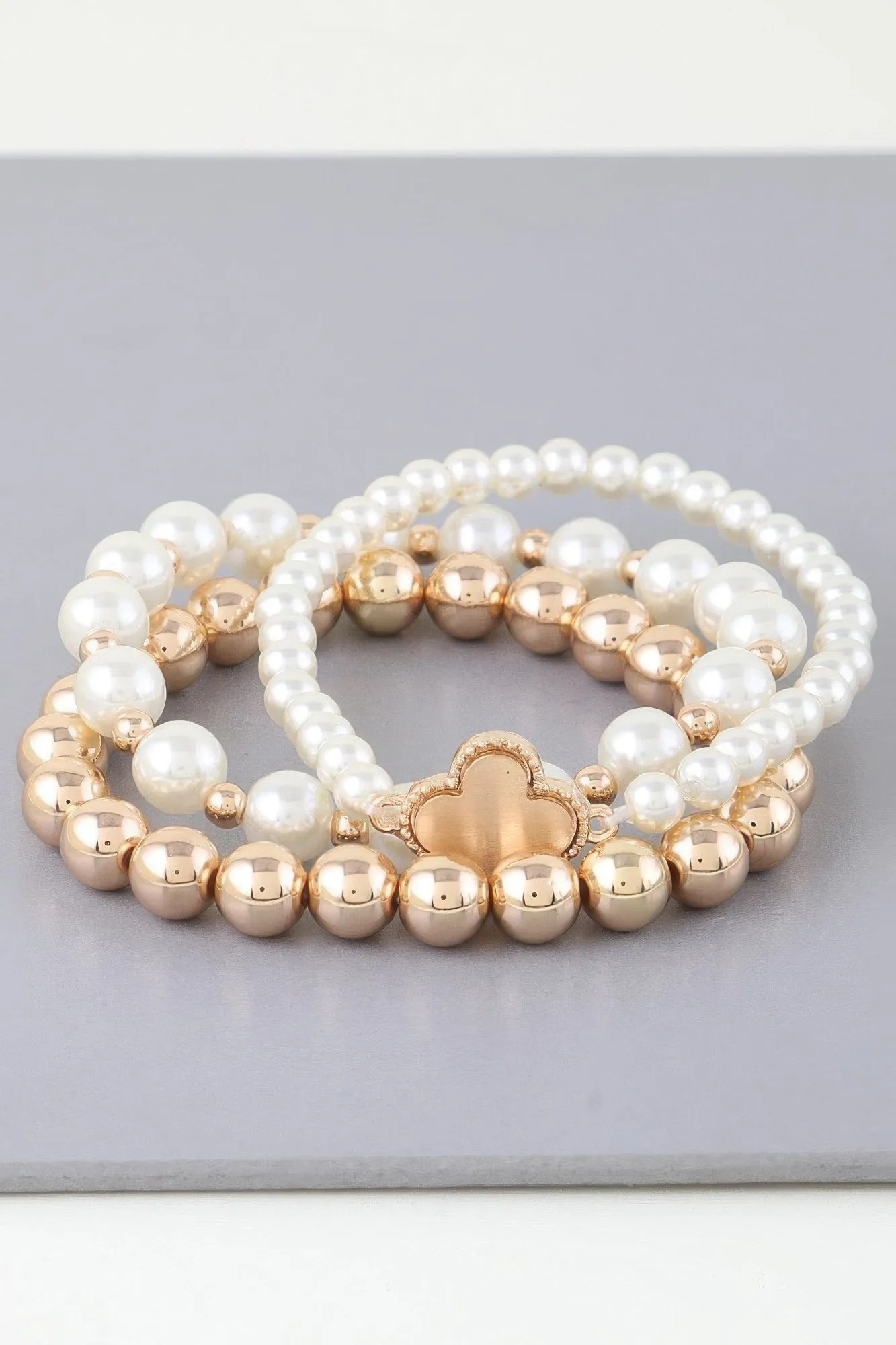 Triple Beaded Clover Bracelet
