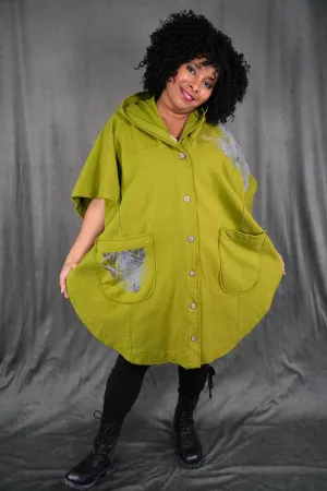 V1365 Moroccan Green Hooded Iris Cape-P