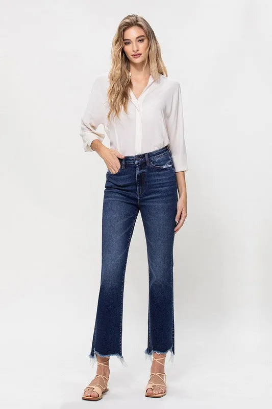 VERVET by Flying Monkey High Rise Distressed Hem Kick Flare Jeans