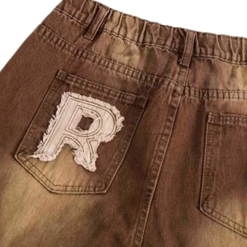Vintage Lightning Patch Straight Leg Jeans