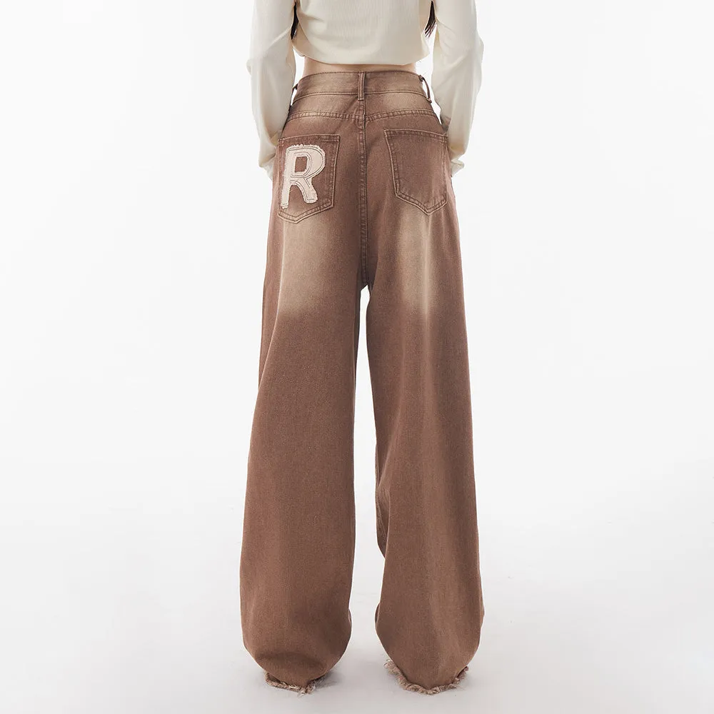 Vintage Lightning Patch Straight Leg Jeans