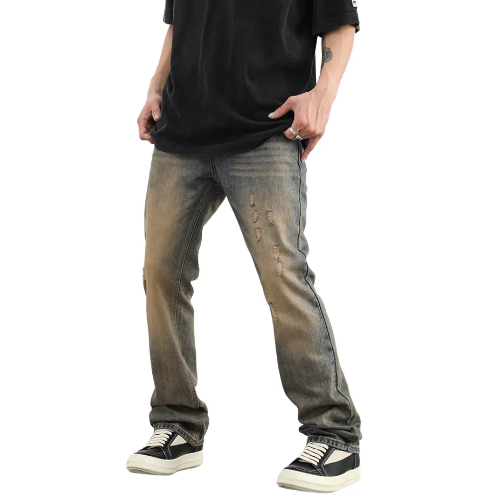 Vintage Street Distressed Straight Jeans
