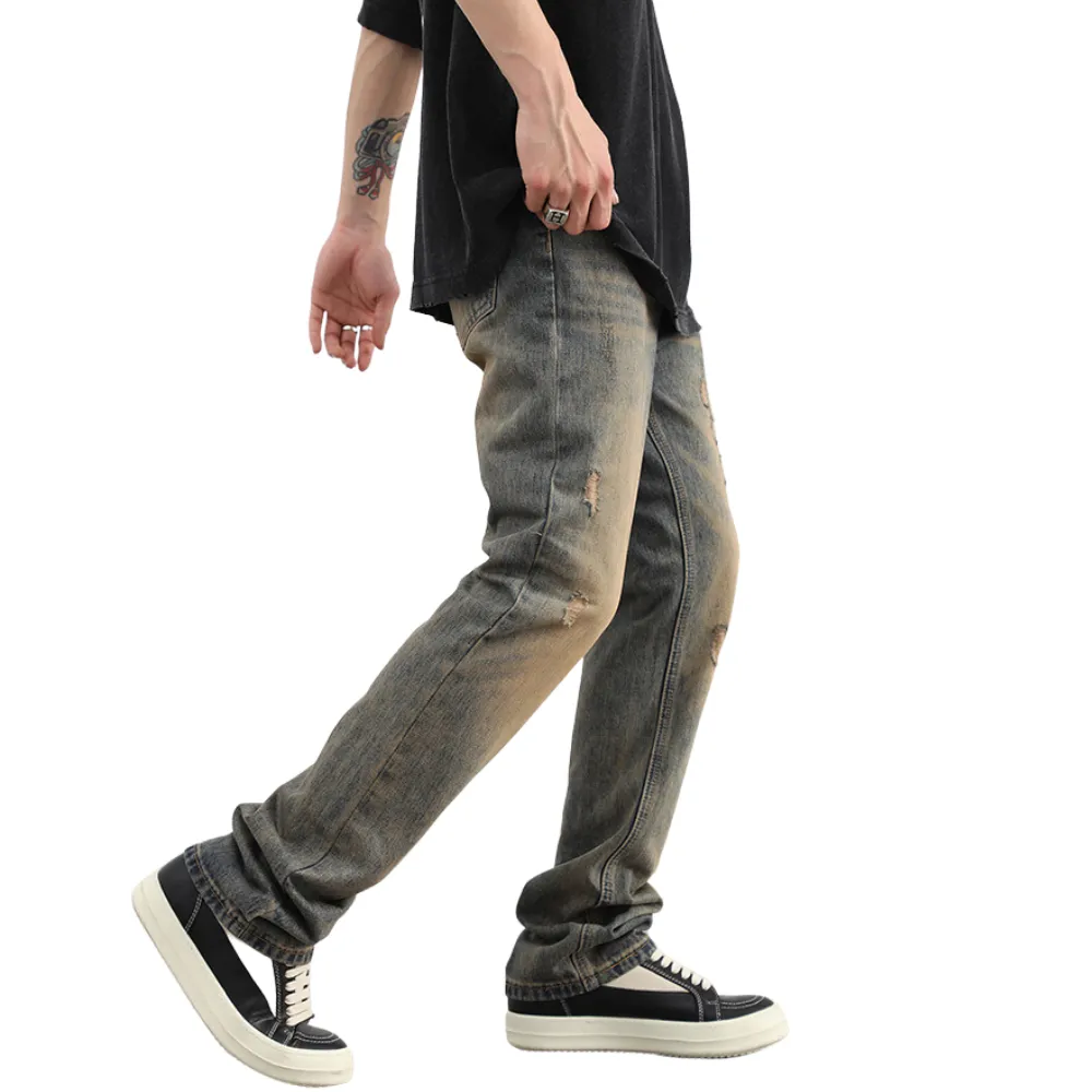 Vintage Street Distressed Straight Jeans