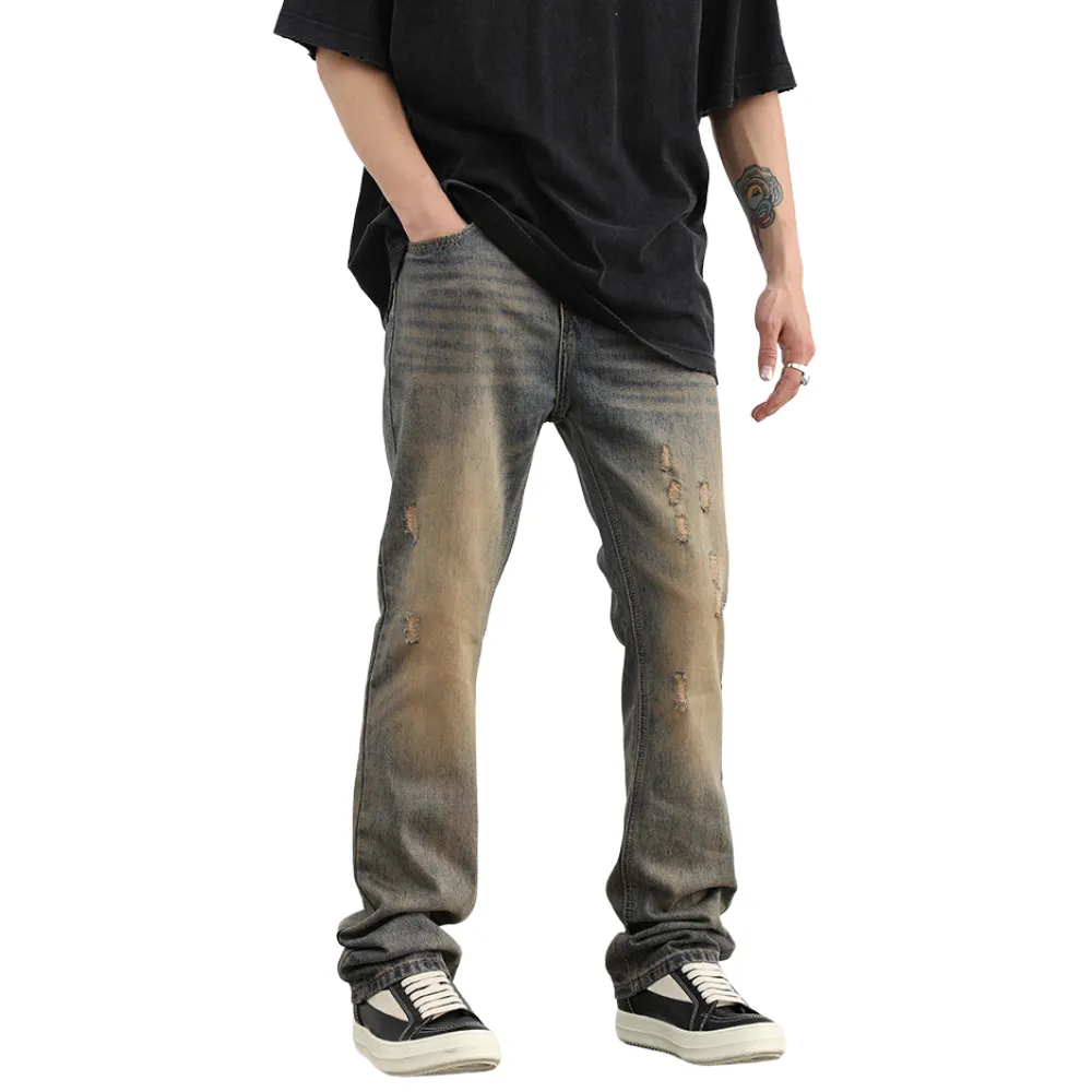 Vintage Street Distressed Straight Jeans