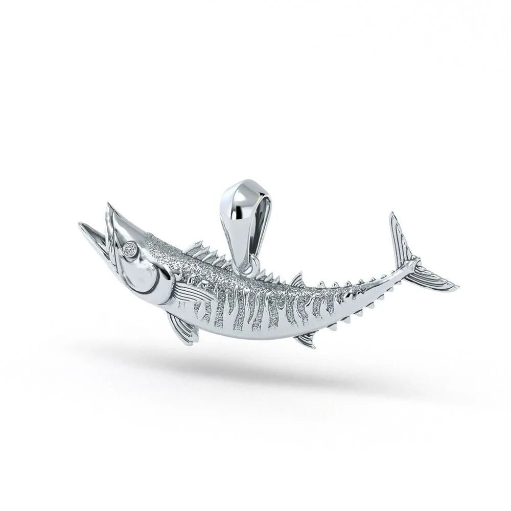 Wahoo Fish Pendant in 14K Yellow or White Gold with Genuine Diamond Eyes by TinyBling Jewelry