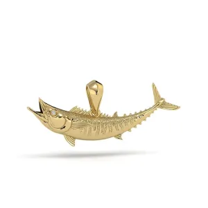 Wahoo Fish Pendant in 14K Yellow or White Gold with Genuine Diamond Eyes by TinyBling Jewelry