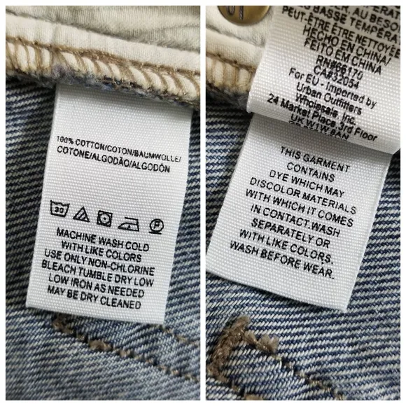 We the Free Zip Front Denim Skirt Womens Size 26 Raw Hem Blue Mini
