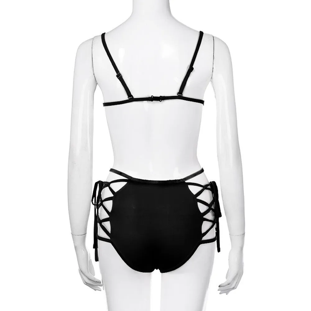 Women High Waist Bandage Bikini Set Push-up Padded Bra Swimsuit Bathing Swimwear