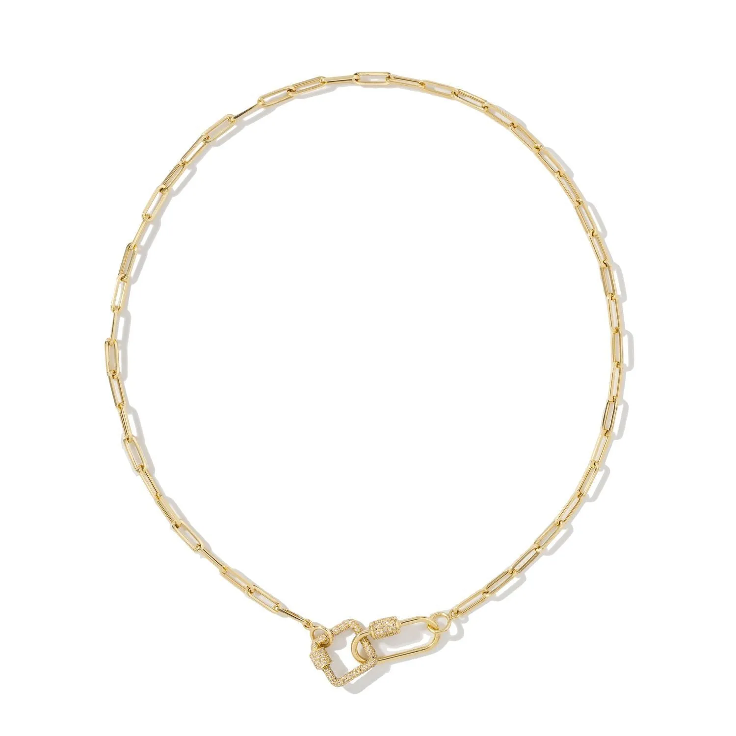 Yellow Oval & Square Carabiner on Links Chain Necklace