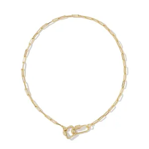 Yellow Oval & Square Carabiner on Links Chain Necklace