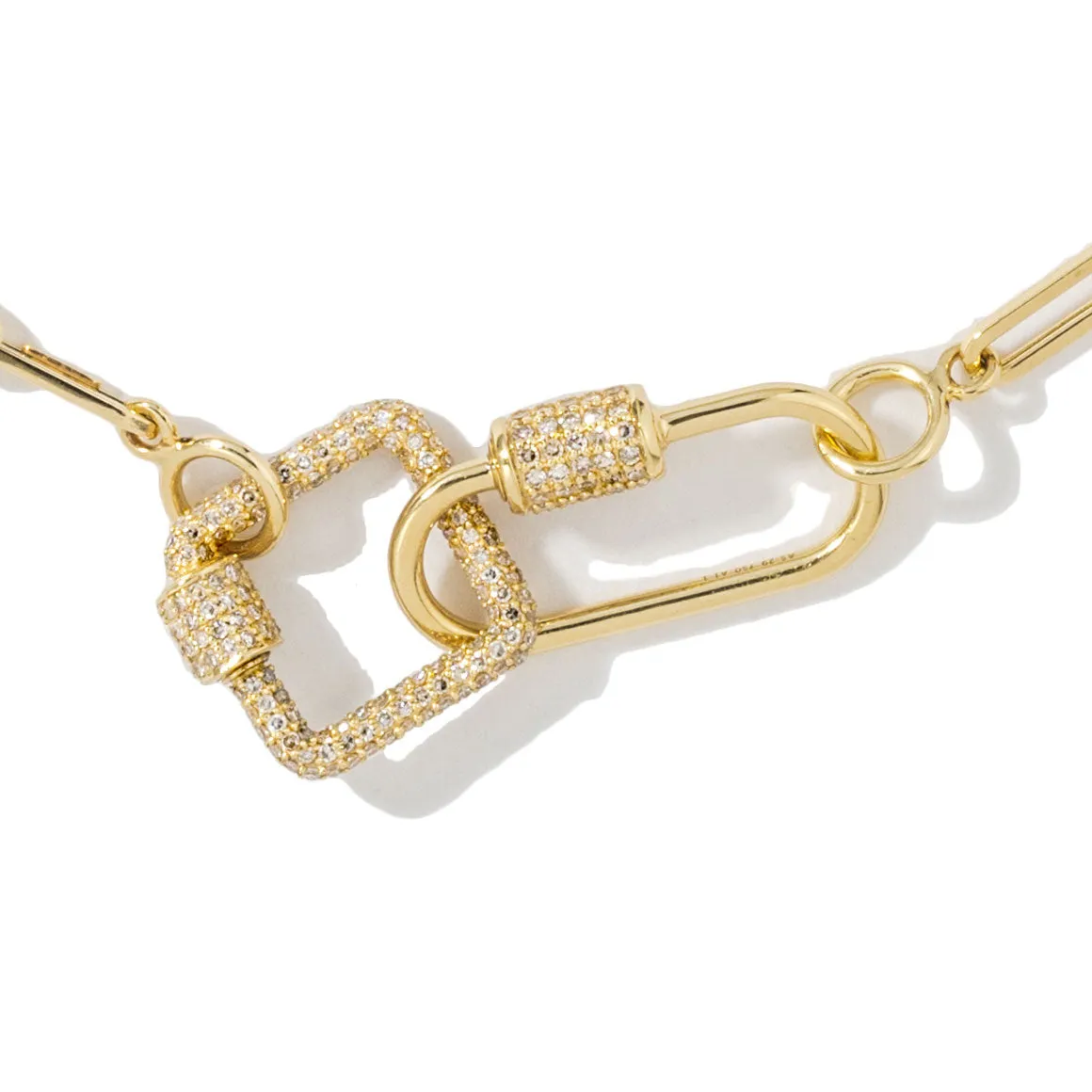 Yellow Oval & Square Carabiner on Links Chain Necklace