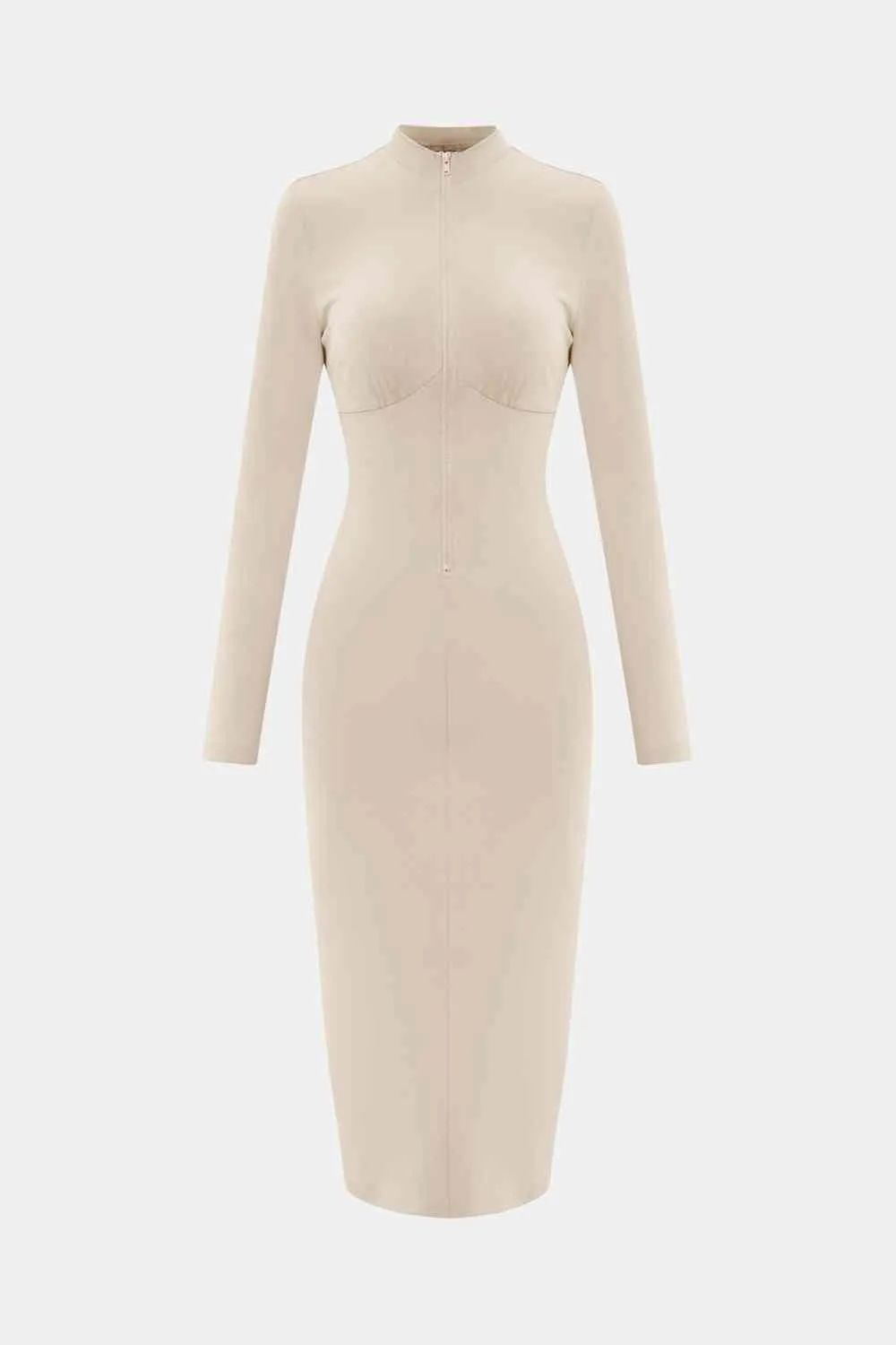 Zip Up Cutout Drawstring Detail Dress